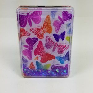 Butterfly snow glove affect floating glitter and stars mirror compact.